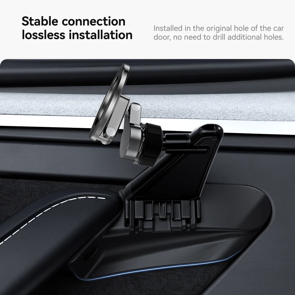 YZ For Tesla Model 3 Y Highland Juniper Door Handle Magnetic Car Phone Holder 360 Degree Rotation Metal Car Mount for All Phones