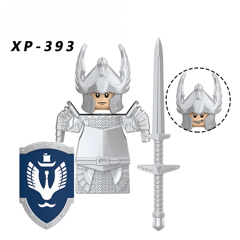 KT1051 Gondor Medieval Knight Building Blocks Figures Lancer Archer Soldier Minifigures With Helmet DIY Bricks Toys For Gift