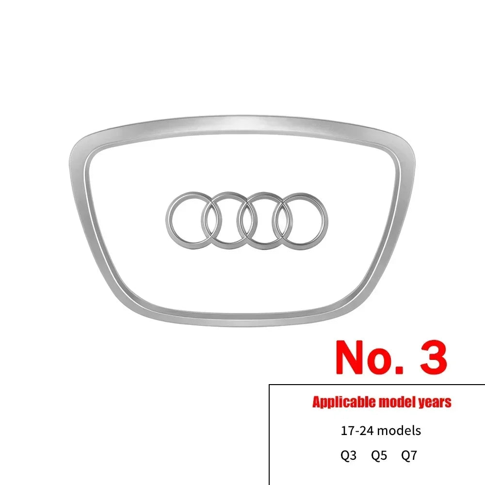 Automobile Steering Wheel Logo Bright Frame Strip Electroplated Car Logo Sticker For Audi A3 A4 B8 8P B9 8V A5 A6 C7 A7 Q3 Q5 Q7