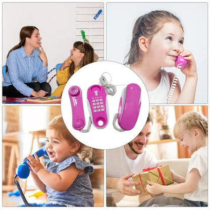 Kids Toy Phone Fun Learning Toy Kids Play Phone Intercom Realistic Cell Phone Design With 23Ft Phone Line Birthday Christmas Toy
