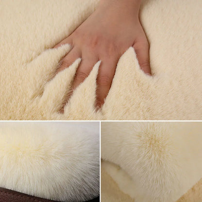 Winter Plush Rabbit Fur Car non-slip Seat Cushion Warmth Thickened Wool One Piece Square Cushion for Main Driver or Co-pilot