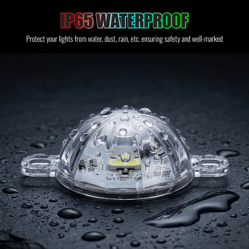 Watermelon Lights, Amber LED Side Marker Turn Signal Lights with Metal Bezel, IP65 Waterproof Clear Lens, for Freightliner Truck