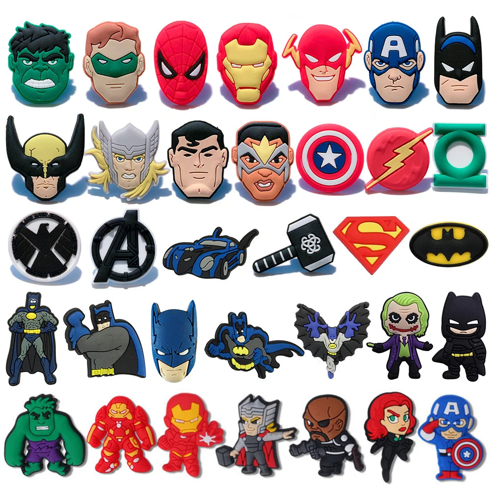 7-104Pcs Hot Toys Cartoon Series Shoe Charms for Clogs Sandals Decoration Shoes Accessories Buckle for Kids Friends Gift