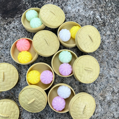 Mini Dumplings Squishy Steamer Bun Squeezable Toys Set Soft Stress Relief Crystal Squishy Fidget Sensory Toy Party Favors Gift