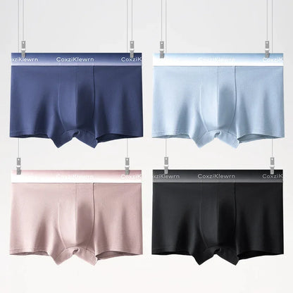 4PCS【LORIEN CREST】New Men's Underwear Pure Cotton Soft Breathable Fashion Solid Color U Convex Comfortable boxer for male