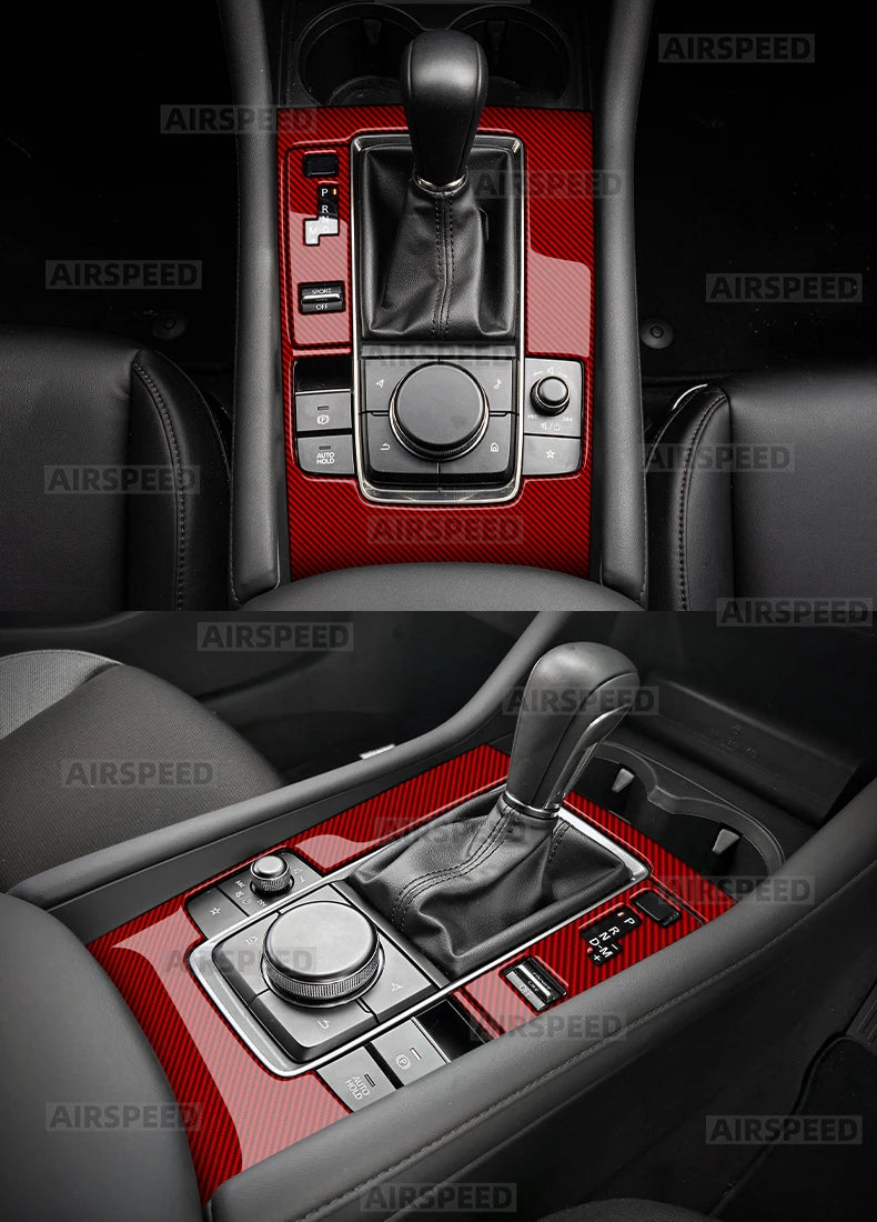For Mazda 3 Axela BP 2019 2020 2021 2022 2023 2024 2025 Real Soft Carbon Fiber Sticker Automatic AT Car Gear Shift Panel Trim