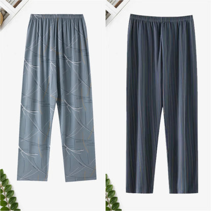 Pajama Pants Men's Spring and Autum Trousers Casual Trousers Autum and Winter Thin Home Trousers Long Loose Home Trousers