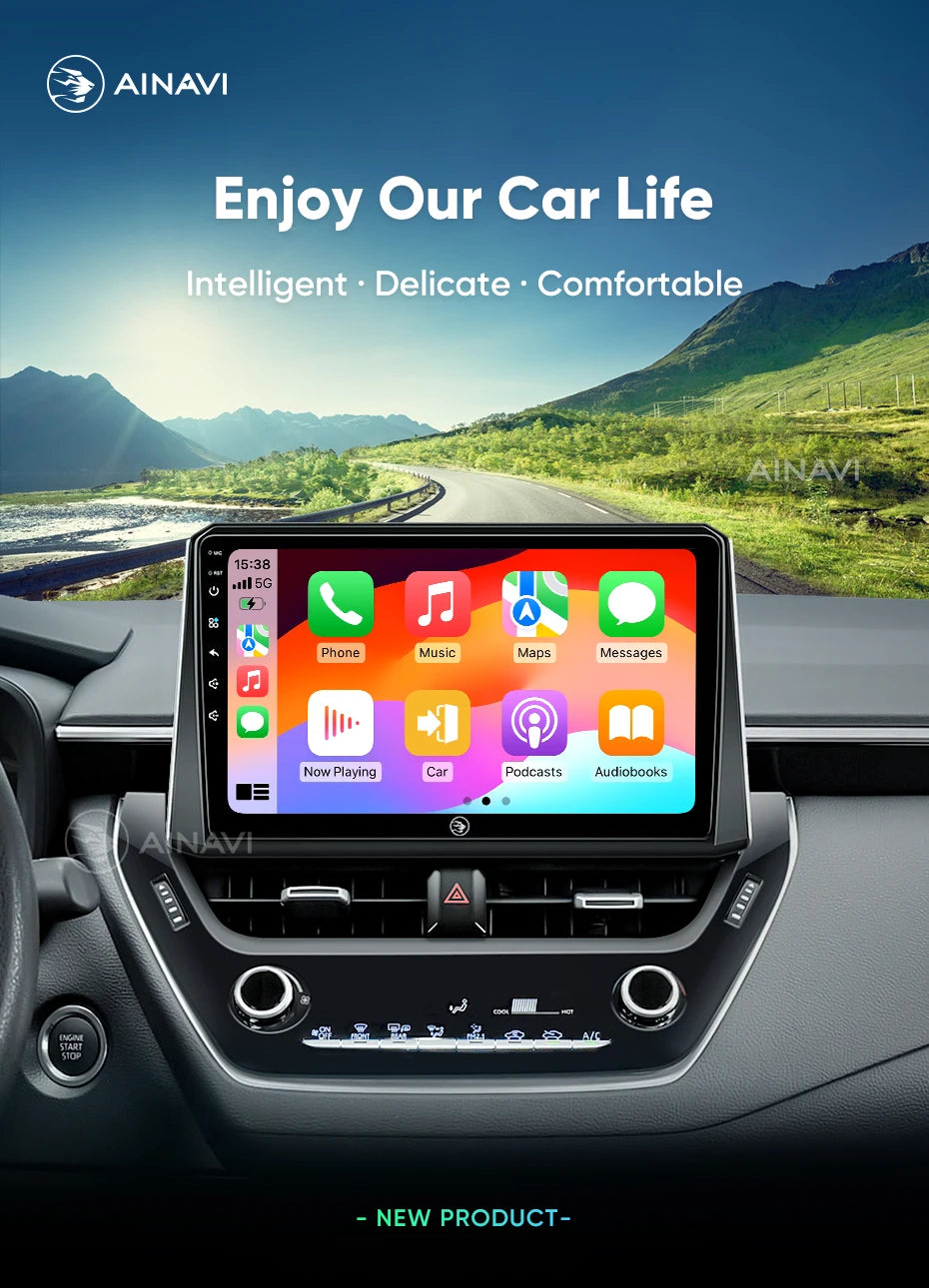 Ainavi Car Multimedia For Toyota Corolla 2019-2026 E210 Wireless Carplay Android Auto 4G Car Radio DSP Stereo IPS Screen 2 Din
