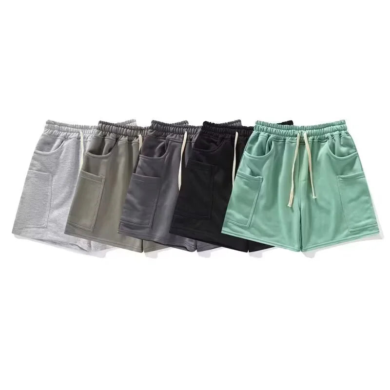 Summer Drawstring Multi-pocket Gym Baggy Shorts Men's Breathable Sports Fitness Y2K Bermudas High Street Casual Short Pants