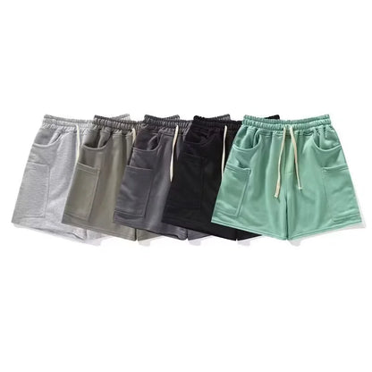 Summer Drawstring Multi-pocket Gym Baggy Shorts Men's Breathable Sports Fitness Y2K Bermudas High Street Casual Short Pants