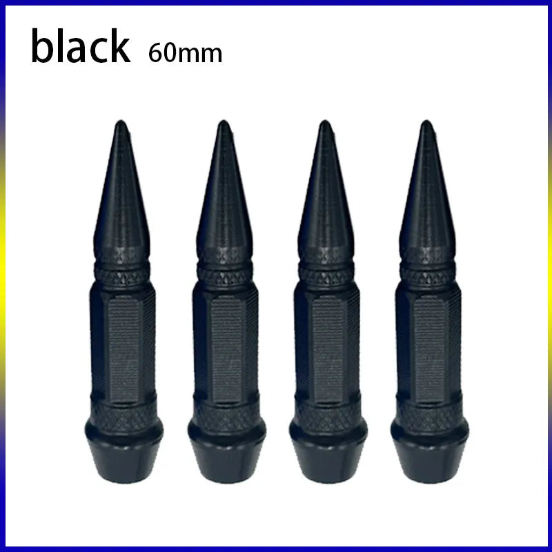 4pcs 45mm 60mm Universal Car Tire Valve Stem Cap Wheel Rim Stem Spike Shaped Dust-proof Air Metal Cap Cover for Motorcycle