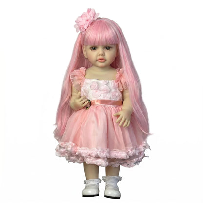 Lifelike Betty Reborn Baby Doll 55CM NPK Full Body Waterproof Pink Hair Princess Toddler Realistic Touch