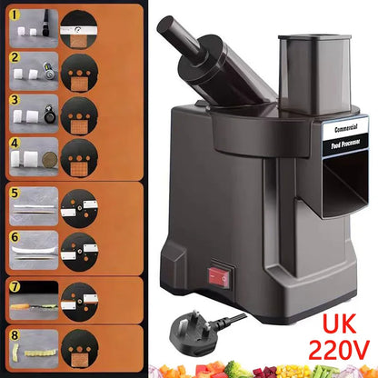 220V 3-in-1 Vegetable Cutter Dual Feeder Newly Upgraded Multi-functional Automatic Electric Dicing Slicing Shredding Vegetables