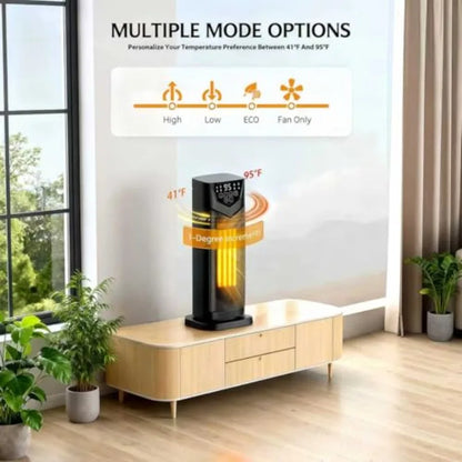 Space Heater, 1500W Electric PTC Ceramic Heater for Indoor Use with Thermostat and 4 Fan Mode, 12H Timer, Remote, 2026 Upgraded