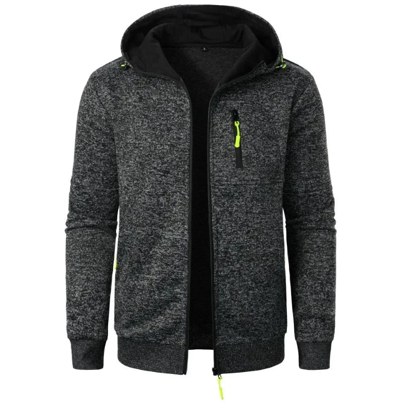 New Streetwear Men's Long Sleeve Sweatshirts for Men Zipper Hooded Oversize Winter Warm Jacket Coat Outdoor Tracksuit Men