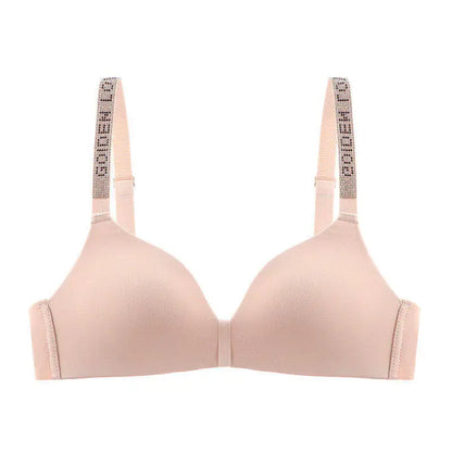 Hot Sale Sexy Letter Rhinestone Strap Bra Set Seamless Thin Summer Light Push Up Anti Sagging Comfortable Women Lingerie Set