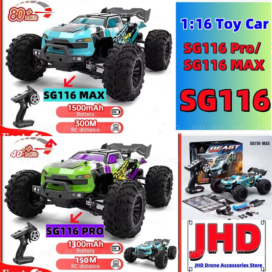 JHD SG116 MAX 1:16 High Speed Drift Racing 80KM/H Brushless Motor 4WD SG116 Pro 40KM/H RC Car Off Road SG116 Toys Car Gifts