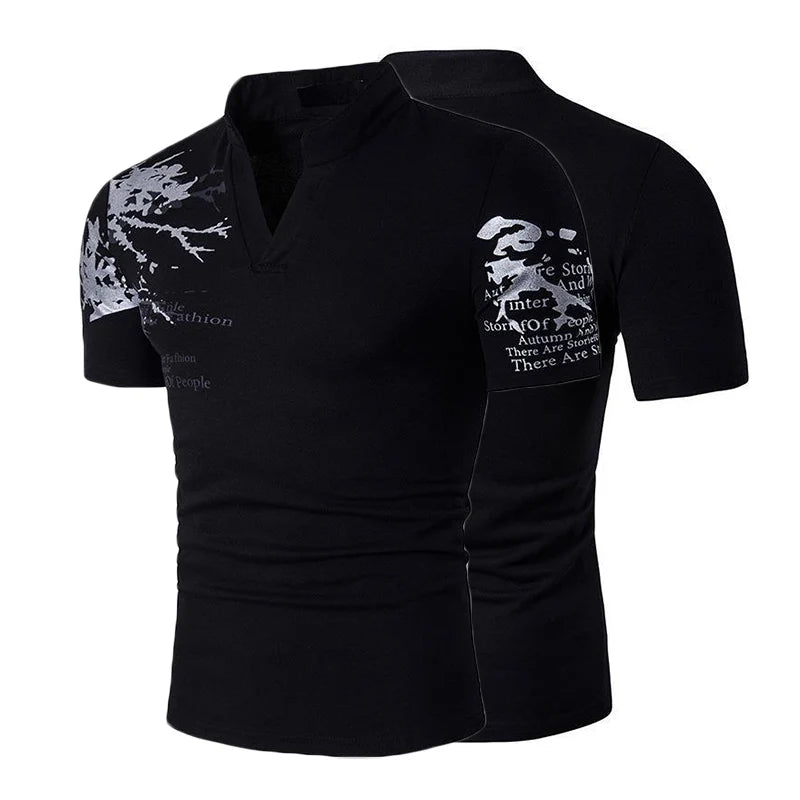 New Short Sleeve T-shirt 2/1Pcs Mens Casual Polo Shirt Summer Fitness Ultralight Tops Sportswear V-Neck T-shirt Printed Pullover