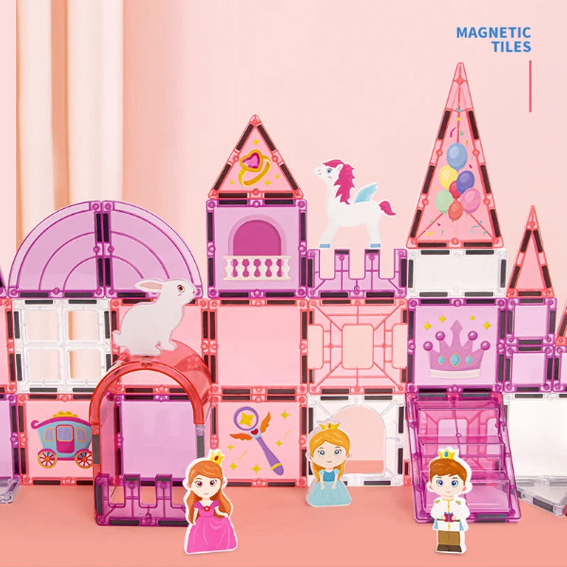 Children Magnetic Tiles Educational Magnetic Building Blocks Magnetic Toys For Girls Free Assembly Toy Birthday Gift