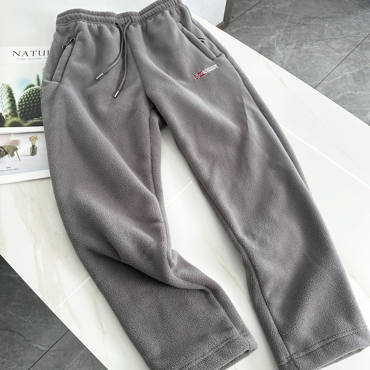 Thickened Fleece Lined Straight Leg Casual Pants for Men Winter Leisure Trousers Trendy Couple Pants Chinese Brand