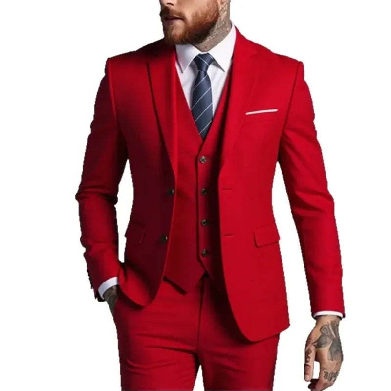 Four Seasons Single Breasted Business Suit for Men Stylish and Comfortable Office Wear