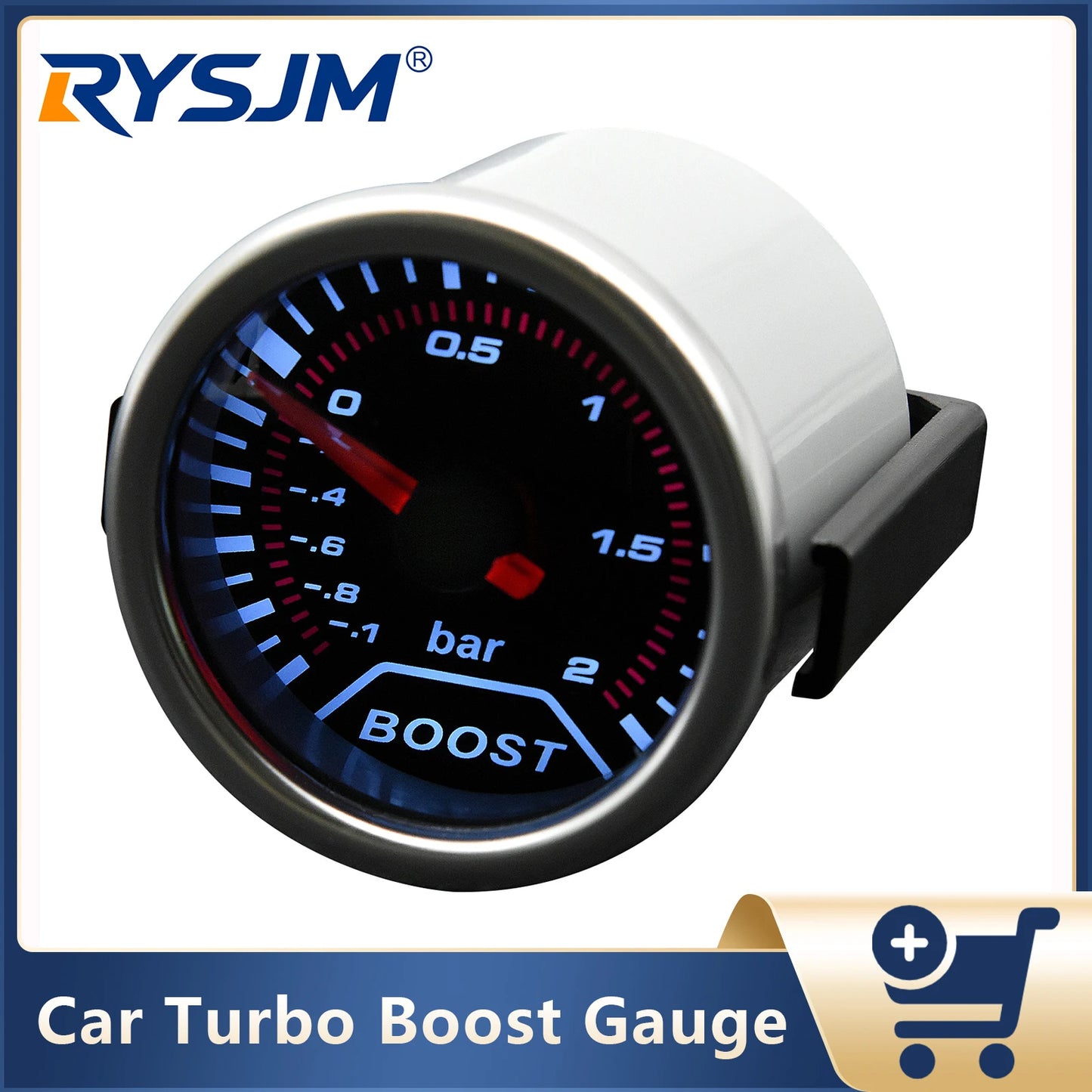 2" 52mm Car Turbo Boost Gauge Meter -1~0~2 BAR Turbo Boost Meter LED Smoke Len Boost Indicator For 12V Car Vehicle Accessories