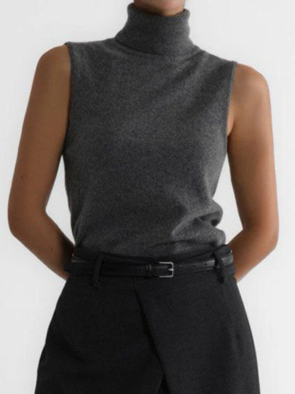 Blubelle Women's New Autumn Winter Knit Sleeveless Turtleneck Tank Top Soft Fabric Trendy Slim Fit Solid Color Fashion Camis