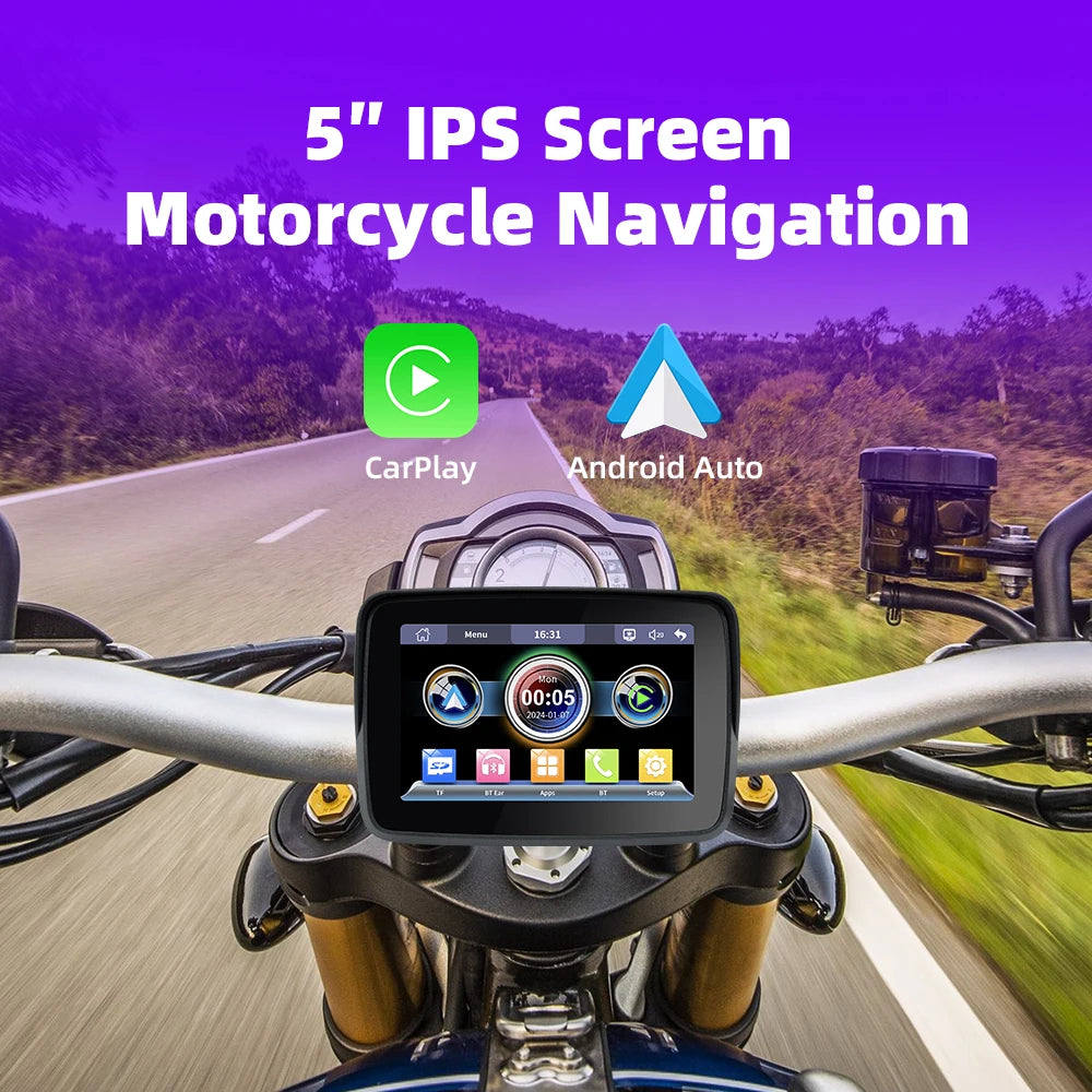 2026 New Car Motorcycle GPS Navigation IPX7 Waterproof Apple Carplay Motorcycle Wireless Android Auto Monitor google map