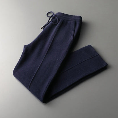 Autumn and winter new 100% cashmere wool pencil pants loose Joker wool knitted casual long men's pencil pants.