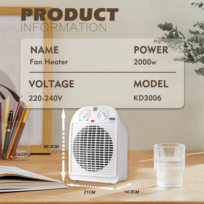 Desktop Office Heating Fan Compact Portable Electric Fan Heater 2000W Portable Plastic Household Heater
