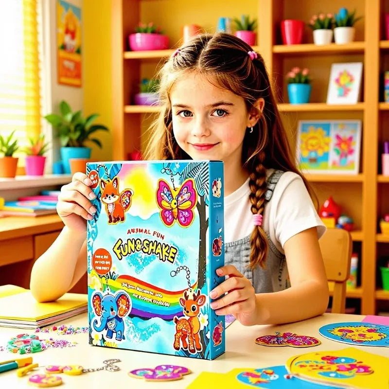 Children DIY Princess Shaker Charm Animal Ocean World Keychain Pendant Educational Toy Set for Kids Creative Play