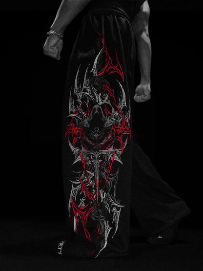 Men'S Plus Size Trendy Printed Fitness Pants，American-Style Jogging Pants，Fitness Printed Casual Straight-Leg Pants