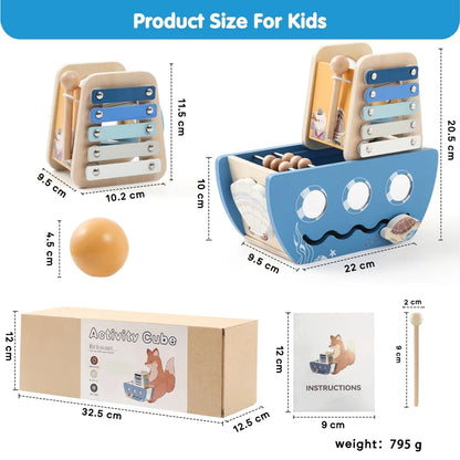 Child Gift Baby Wooden Building Blocks Toys Montessori Baby Musical Instrument Five-in-one Ship Puzzle Toys Early Education Toys