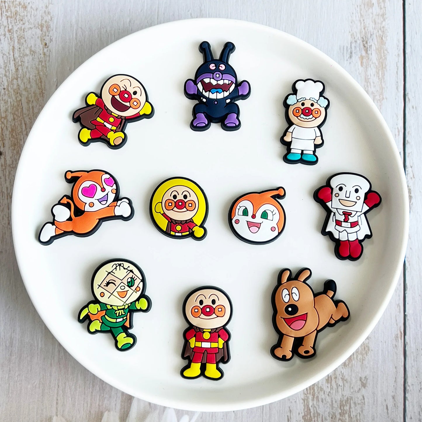 16-100pcs Anpanman Cartoon Shoe Charms PVC DIY Shoes Decoration Bracelet Wristband Sandal shoe Accessories Buckle for Kids Gifts