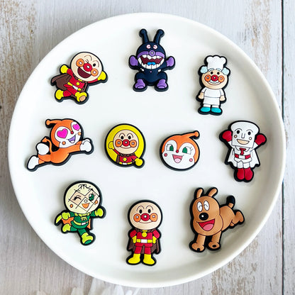 16-100pcs Anpanman Cartoon Shoe Charms PVC DIY Shoes Decoration Bracelet Wristband Sandal shoe Accessories Buckle for Kids Gifts