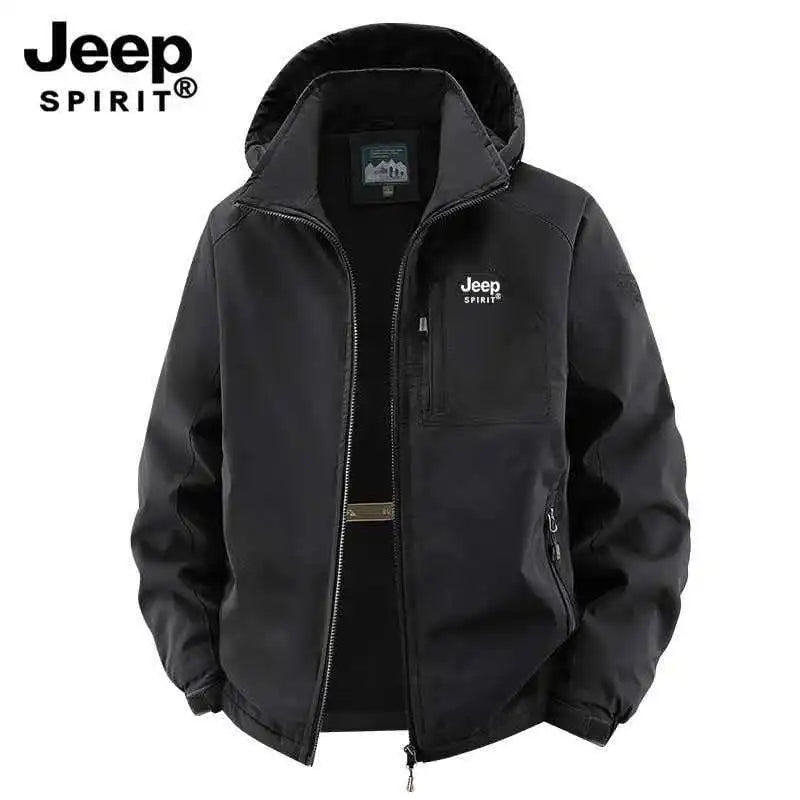 Jeep Spirit 8XL Men's Outdoor Jacket, Large Fleece Lining, Thick and Warm Winter Jacket, Hiking and Camping, Windbreaker in Larg