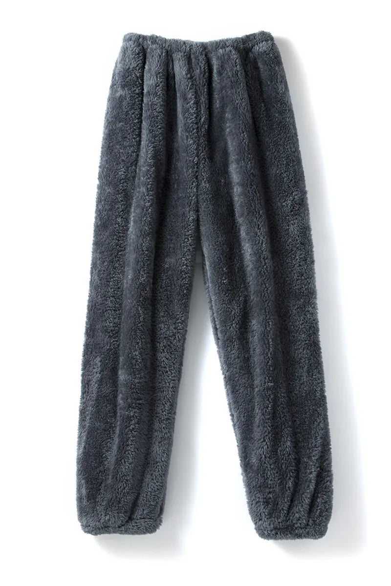 Thick Coral Fleece Pajama Pants Men's Loose Fit Home Leisure Trousers Warm Comfortable plus Size Home Pants Winter Sleepwear