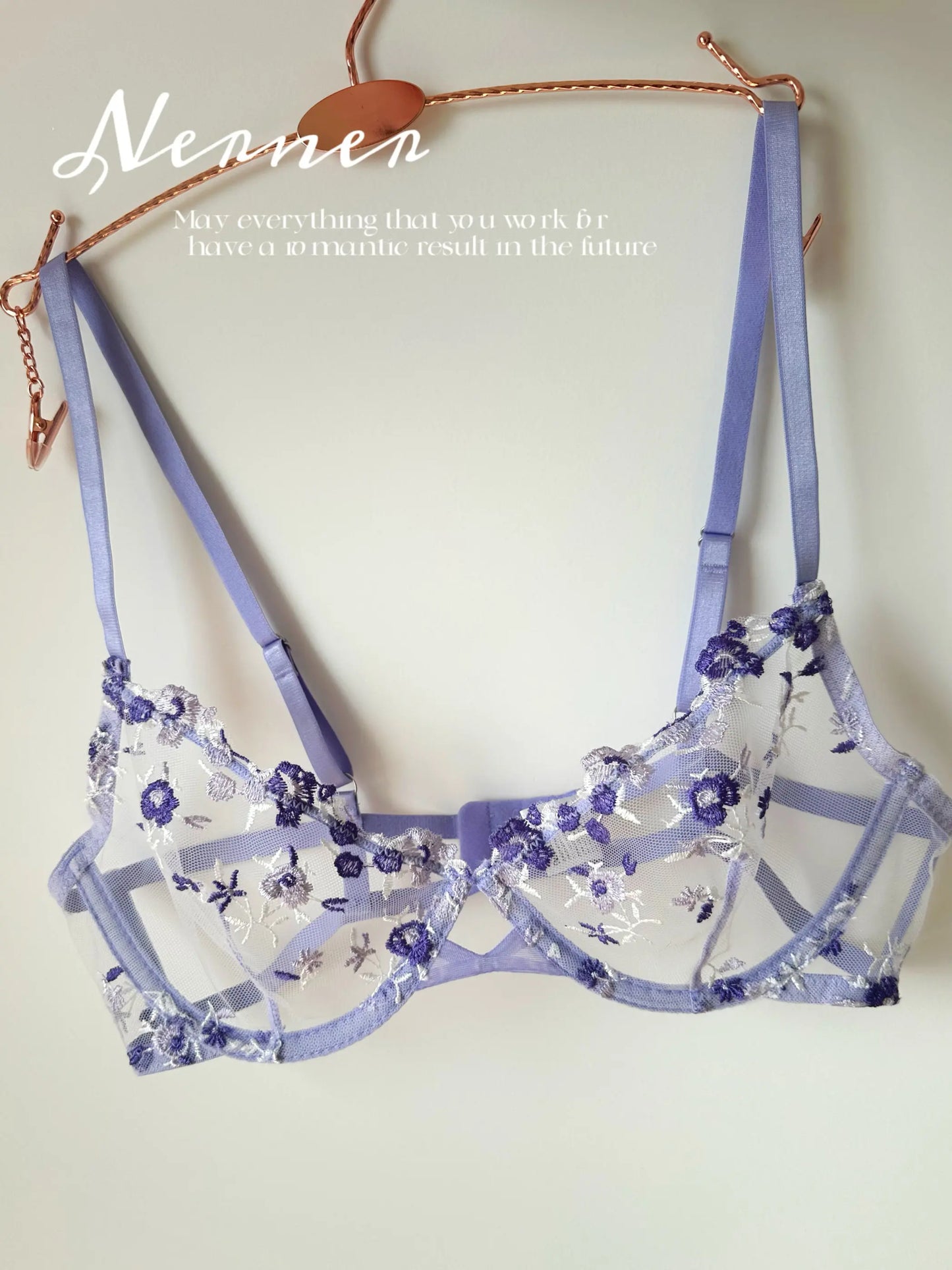 Sexy Floral Embroidery Mesh Bra Set Sweet Sheer Lace Lingerie Soft Comfort Breathable Underwear Suit Party Dating Daily Wear Bra