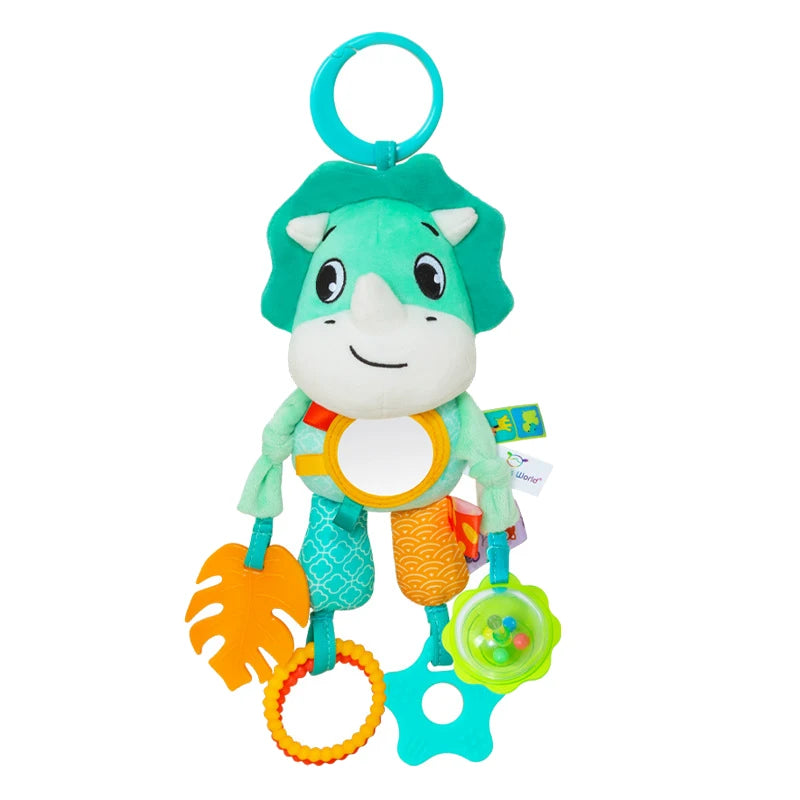 Baby Car Seat Toys Baby Hanging Toys Stroller Crib Gym or CarSeat with Teether Rattle & Tummy Time Mirror Sensory Toys Gifts