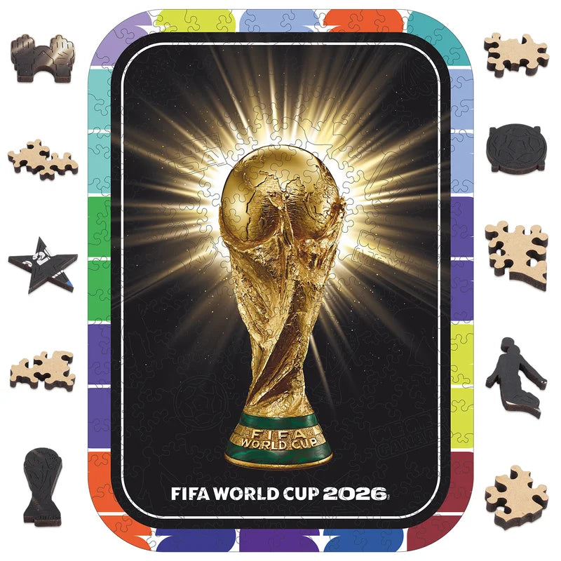 2026 FIFA World Cup Golden Trophy Wooden Puzzle 200 Pieces Laser Cut Adult Puzzle Toy Home Decor Football Fans Gifts Souvenir