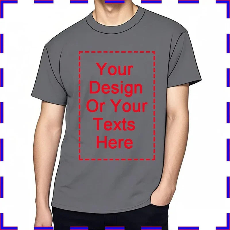 Customized Tee Shirt For Men Design Your Logo Here Cotton Unisex Tshirt  Cotton Summer Top Fashion Unisex Tshirt