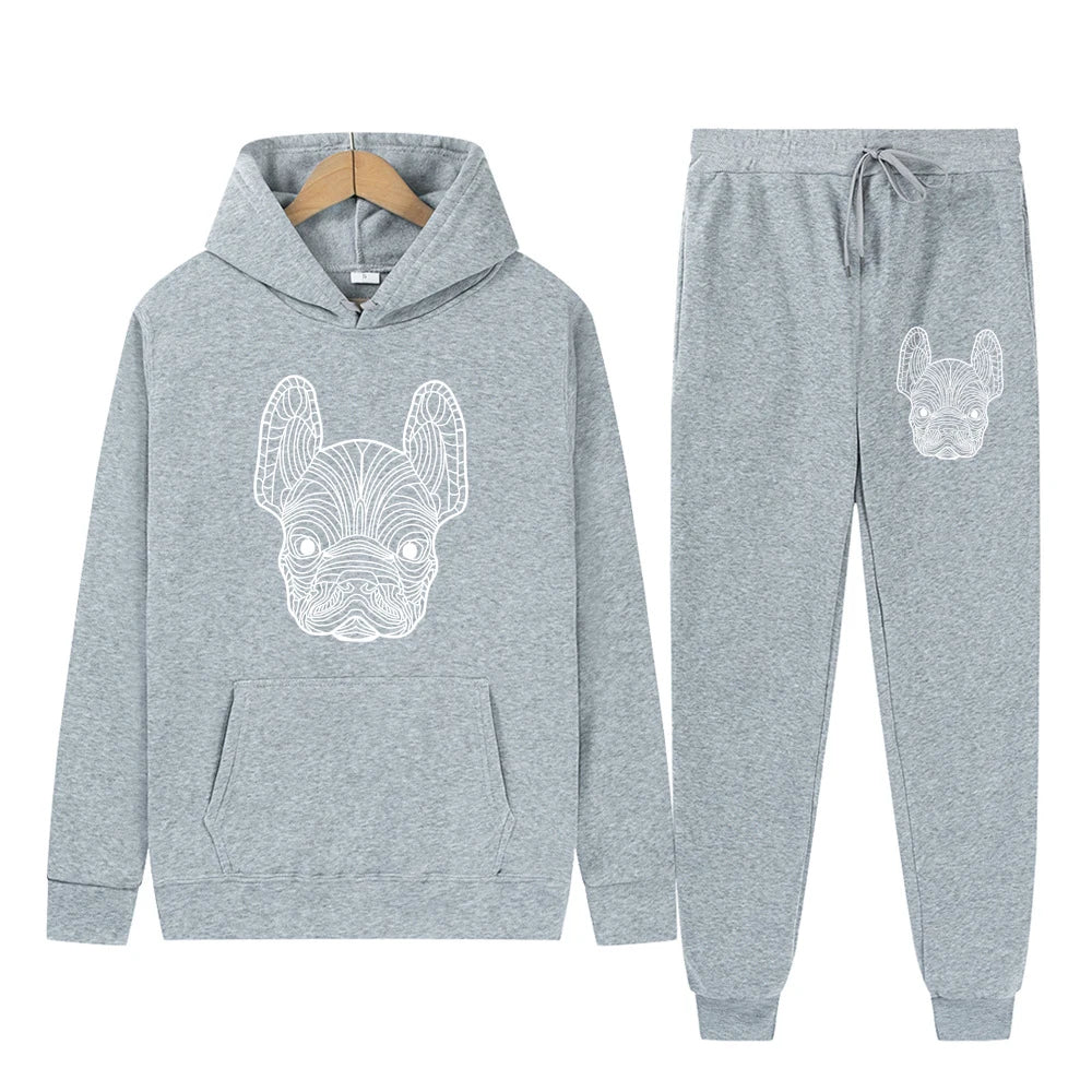 Men's and women's printed hooded sweatshirts and pants animal paw printed sportswear running autumn and winter casual fashion