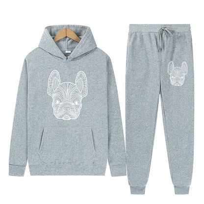 Men's and women's printed hooded sweatshirts and pants animal paw printed sportswear running autumn and winter casual fashion