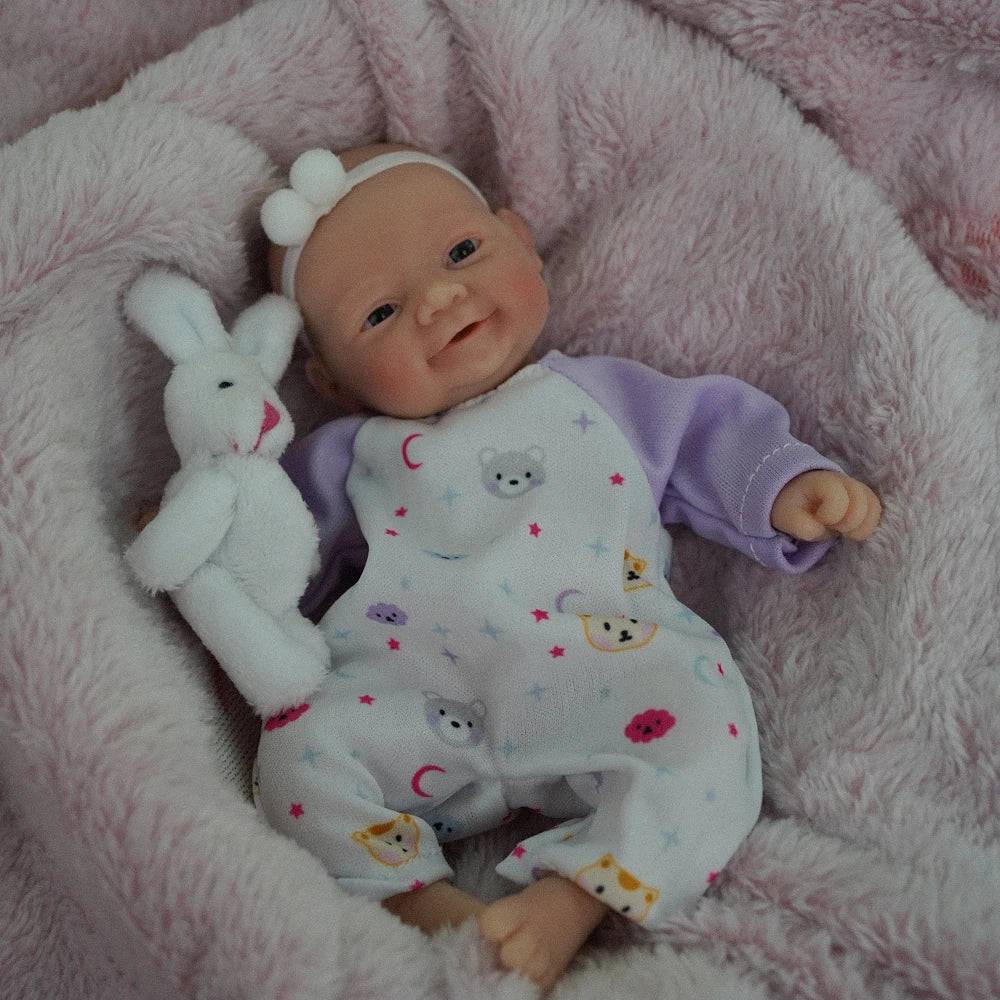 7" Micro Preemie Full Silicone Sweet Baby Doll   Lifelike Mini Reborn Doll Surprice Children Anti-Stress