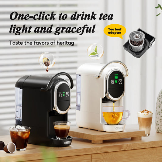 Cafelffe 6 in 1 Capsule Coffee Maker with Tea Leaves, Capsule, ESE 44mm Pods Coffee Powder Hot/Cold DG Cappuccino Nespresso