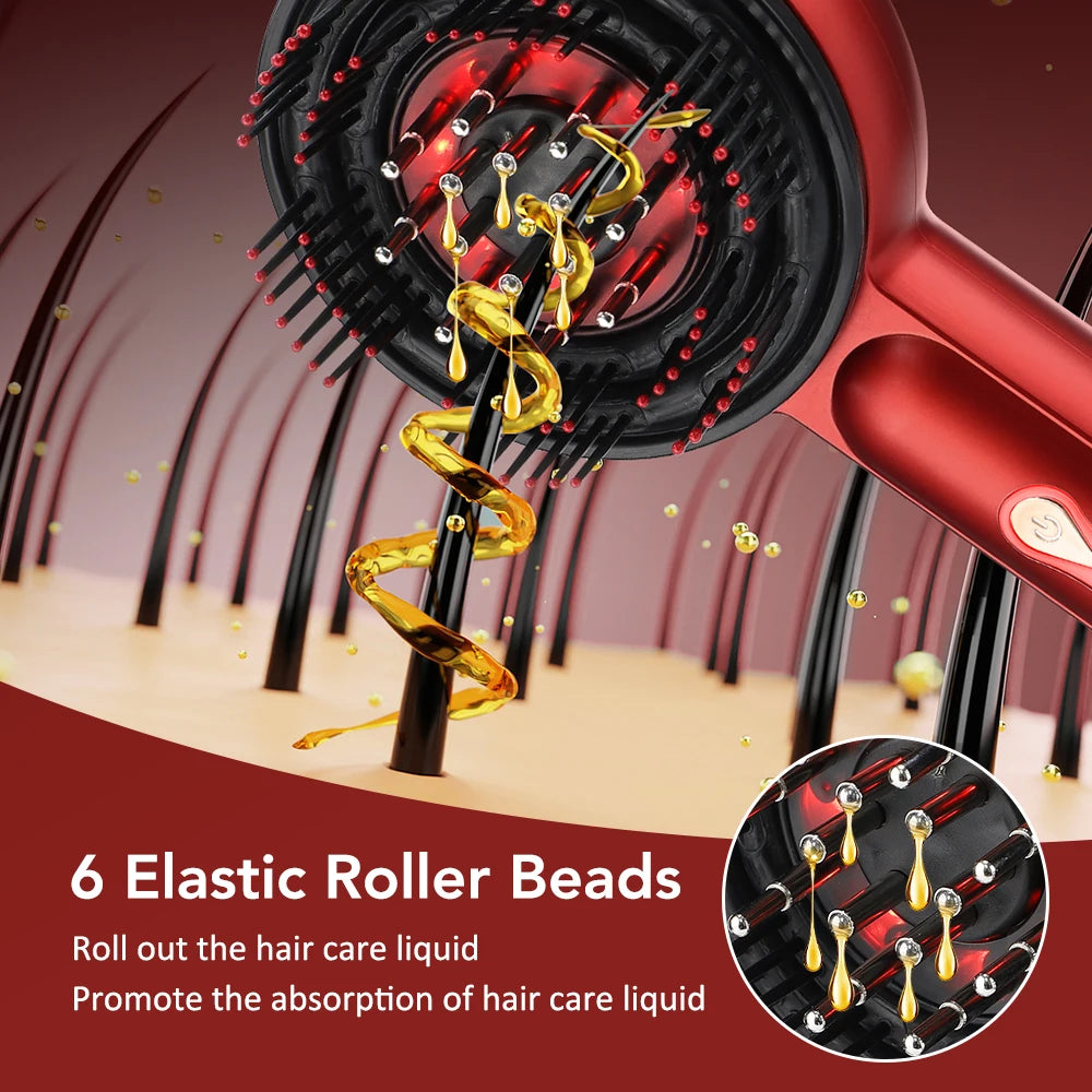 Electric Scalp Massage Brush Red Light Therapy Hair Growth Massage Comb Anti Hair Loss Liquid Oil Applicator Massager Tools