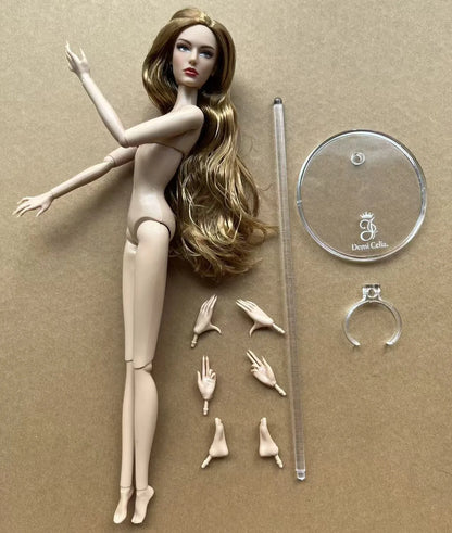 1/6 Female Super Model DC Doll Head Body Figure With Good Makeup Heads With 2 Pairs Hands 1 Feet and Clear Doll Stands