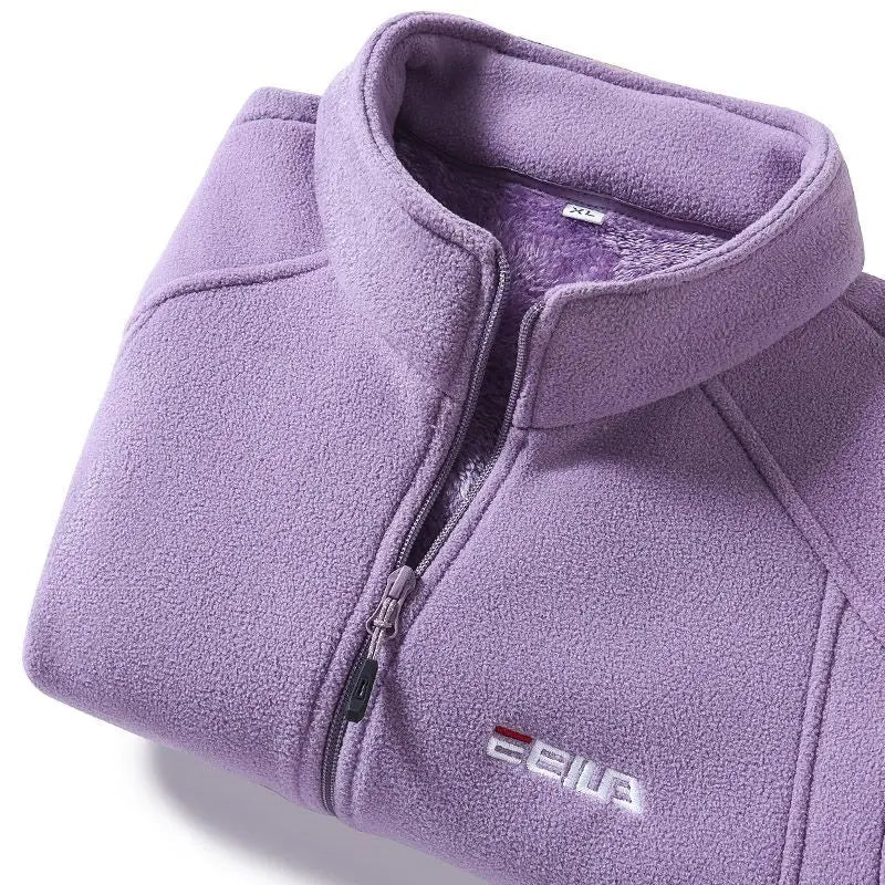 Women Jacket Zipper Sweatshirt Wool Lining Warm Coat Polar Fleece Stand Up Hoodie for Sports Leisure Clothes for Women Black Top