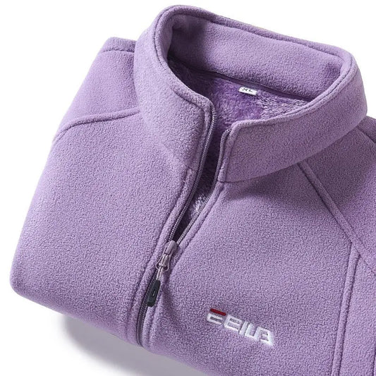 Women Jacket Zipper Sweatshirt Wool Lining Warm Coat Polar Fleece Stand Up Hoodie for Sports Leisure Clothes for Women Black Top