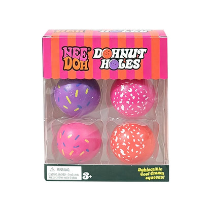 Schylling Needoh Dohnut Holes 6Pcs 4 Pack Mini Doughnut Squish Balls Squeeze Fidget Stress Desk Toy Anti Anxiety Sensory Gift